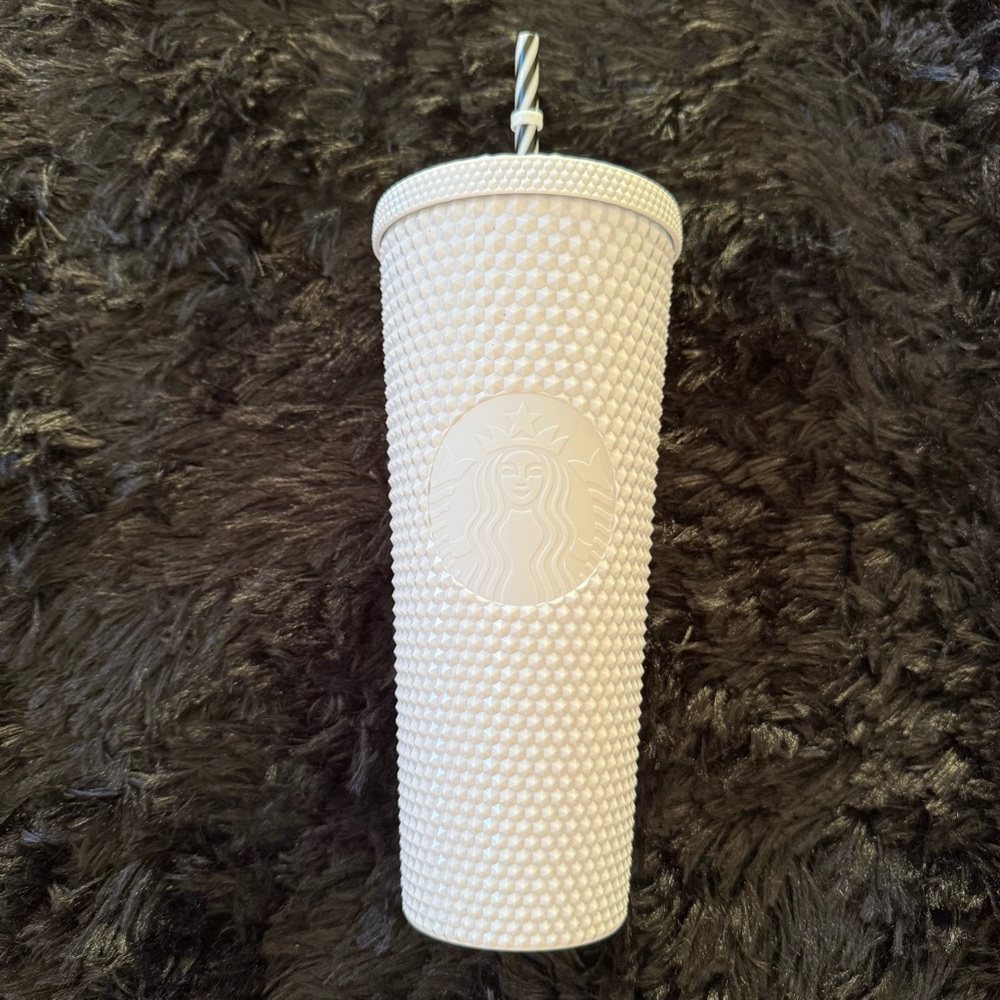 Starbucks White Textured Tumbler with Straw